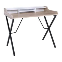 ΓΡΑΦΕΙΟ Μέταλλο Βαφή Μαύρο, 100x60x88εκ Απόχρωση Σημύδας