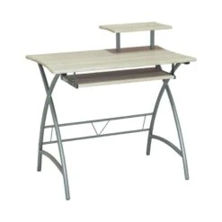 ΓΡΑΦΕΙΟ Μέταλλο Βαφή Silver - 90x55x90εκ Απόχρωση Σημύδας