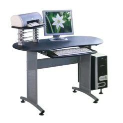 ΓΡΑΦΕΙΟ 120x55x75/98εκ Μέταλλο Βαφή Silver - Μαύρο