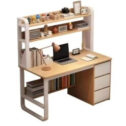 Γραφείο Soco Pakoworld με ραφιέρα-MDF φυσικό-λευκό 120x50x147εκ 5 Γραφείο Soco Pakoworld με ραφιέρα-MDF φυσικό-λευκό 120x50x147εκ -Vougioukas grapheio soco pakoworld me raphiera mdf phisiko leiko 120 50 147ek 2