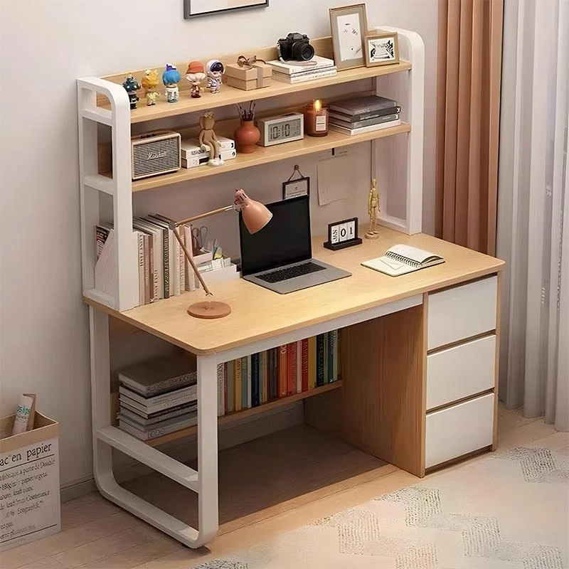 Γραφείο Soco Pakoworld με ραφιέρα-MDF φυσικό-λευκό 120x50x147εκ 1 Γραφείο Soco Pakoworld με ραφιέρα-MDF φυσικό-λευκό 120x50x147εκ