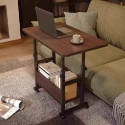 Γραφείο τροχήλατο Stolu I Pakoworld MDF-metal σε καρυδί απόχρωση 80x40x68εκ