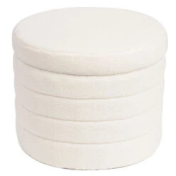 GROOVY Σκαμπό Αποθηκευτικό, Teddy Φ56εκ H.45εκ Ύφασμα Εκρού