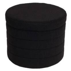 GROOVY Σκαμπό Αποθηκευτικό, Teddy Φ56εκ H.45εκ Ύφασμα Μαύρο