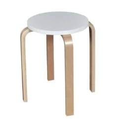 HAMILTON Σκαμπό Βοηθητικό, Στοιβαζόμενο, Φ32εκ H.45εκ Απόχρωση Σημύδα - Άσπρο