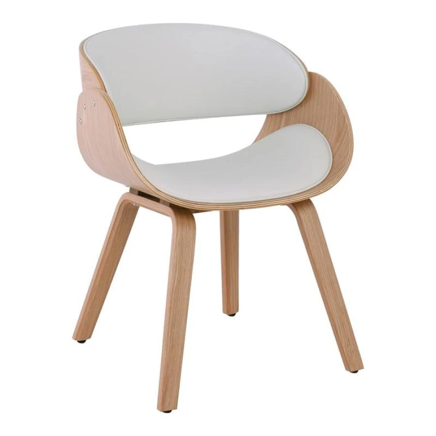 JOY Πολυθρόνα-Pro Τραπεζαρίας, Φυσικό, 58x53x75εκ Pu Άσπρο 1 JOY Πολυθρόνα-Pro Τραπεζαρίας, Φυσικό, 58x53x75εκ Pu Άσπρο