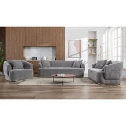 CARACAS Set Σαλόνι - Καθιστικό Πολυθρόνα-2Θέσιος-3Θέσιος, 110x98/193x98/232x98 X H80εκ Ύφασμα Γκρι