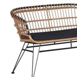 Καναπές κήπου 2θέσιος Naoki Pakoworld με μαξιλάρι Pe φυσικό-μέταλλο μαύρο 120x62x79εκ -Vougioukas kanapes kipoi 2thesios naoki pakoworld me maksilari pe phisiko metallo mairo 120 62 79ek 2