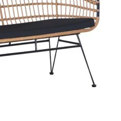 Καναπές κήπου 2θέσιος Naoki Pakoworld με μαξιλάρι Pe φυσικό-μέταλλο μαύρο 120x62x79εκ -Vougioukas kanapes kipoi 2thesios naoki pakoworld me maksilari pe phisiko metallo mairo 120 62 79ek 3