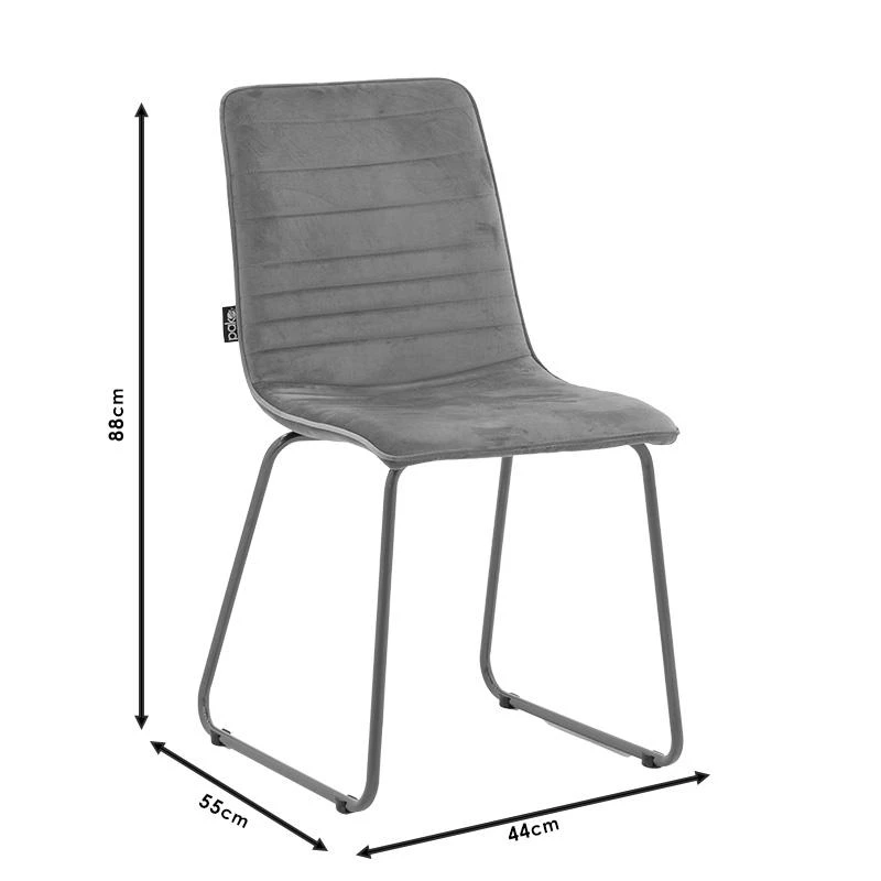 Καρέκλα Amalia Pakoworld βελούδο γκρι-χρυσό πόδι 9 Καρέκλα Amalia Pakoworld βελούδο γκρι-χρυσό πόδι - Image 9