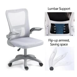 Καρέκλα γραφείου εργασίας Annalise Pakoworld Mesh γκρι 57x53x100εκ