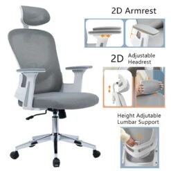 Καρέκλα γραφείου διευθυντή Ignatius Pakoworld Mesh ανοιχτό γκρι