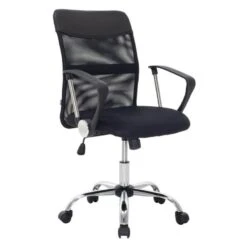 BF2401 Πολυθρόνα Γραφείου Βάση Χρώμιο, Ύφασμα & Mesh 59x59x92/102εκ Απόχρωση Μαύρο