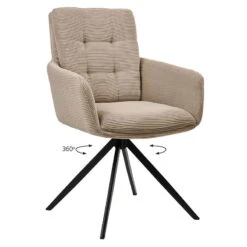 Soren Πολυθρόνα Μεταλλική Ύφασμα Κοτλέ Περιστρεφόμενη 58x64x89εκ