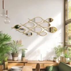 Καθρέπτης Filow Pakoworld χρυσό 103x2x38εκ