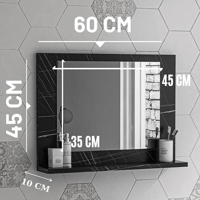 Καθρέπτης Kappa Pakoworld μελαμίνη σε απόχρωση μαύρο μαρμάρου 64x6x47εκ 4 Καθρέπτης Kappa Pakoworld μελαμίνη σε απόχρωση μαύρο μαρμάρου 64x6x47εκ - Image 4