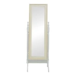 Καθρέπτης Malone Inart Mdf σε λευκή αντικέ απόχρωση 55x50x160εκ