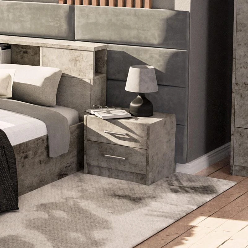 Κομοδίνο OLYMPUS Pakoworld με 2 συρτάρια χρώμα Antique ανθρακί 47.5x40.5x40.5εκ 1 Κομοδίνο OLYMPUS Pakoworld με 2 συρτάρια χρώμα Antique ανθρακί 47.5x40.5x40.5εκ