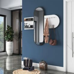 Κρεμάστρα-καθρέπτης Baunty Pakoworld λευκό-μαύρο μαρμάρου 125x8x122εκ