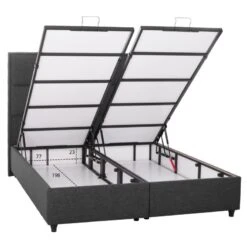 ΚΡΕΒΑΤΙ ALBA ΜΕ ΑΠΟΘΗΚΕΥΤΙΚΟ ΑΠΟ ΓΚΡΙ ΥΦΑΣΜΑ HM626.01 ΓΙΑ ΣΤΡΩΜΑ 160x200 εκ. -Vougioukas krevati alba me apothikeitiko apo gkri iphasma hm626 01 gia stroma 160 200 ek 1 3