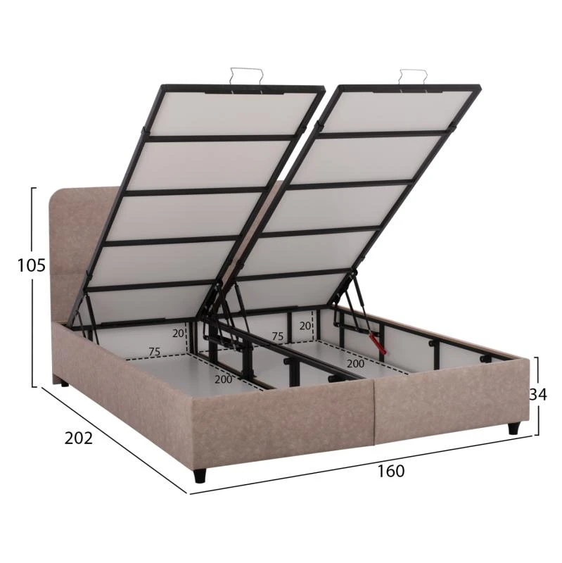 ΚΡΕΒΑΤΙ DOLORES ΜΕ ΑΠΟΘΗΚΕΥΤΙΚΟ ΜΠΕΖ ΥΦΑΣΜΑ HM631.22 ΓΙΑ ΣΤΡΩΜΑ 160x200 εκ. 2 ΚΡΕΒΑΤΙ DOLORES ΜΕ ΑΠΟΘΗΚΕΥΤΙΚΟ ΜΠΕΖ ΥΦΑΣΜΑ HM631.22 ΓΙΑ ΣΤΡΩΜΑ 160x200 εκ. - Image 2