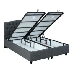 Κρεβάτι Lanse Pakoworld διπλό με αποθηκευτικό χώρο μπουκλέ ανθρακί 160x200εκ