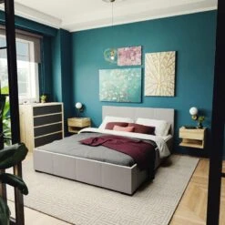 Κρεβάτι Norse Pakoworld διπλό ύφασμα γκρι με αποθηκευτικό χώρο 160x200εκ