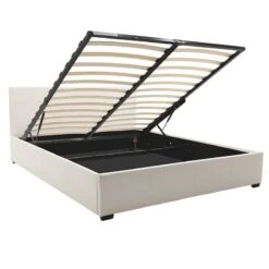 Κρεβάτι Norse Pakoworld διπλό Pu λευκό με αποθηκευτικό χώρο 160x200εκ