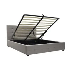 Κρεβάτι Roi Pakoworld διπλό με αποθηκευτικό χώρο Pu γκρι ματ 160x200εκ