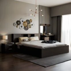 Κρεβάτι διπλό OLYMPUS Pakoworld χρώμα Wenge 160x200εκ