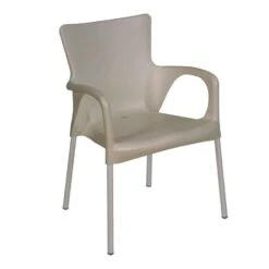 LARA Πολυθρόνα Pro Dining Στοιβαζόμενη, ALU Silver, PP - UV Protection 60x52x85εκ Απόχρωση Tortora