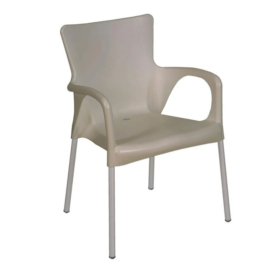 LARA Πολυθρόνα Pro Dining Στοιβαζόμενη, ALU Silver, PP - UV Protection 60x52x85εκ Απόχρωση Tortora 1 LARA Πολυθρόνα Pro Dining Στοιβαζόμενη, ALU Silver, PP - UV Protection 60x52x85εκ Απόχρωση Tortora