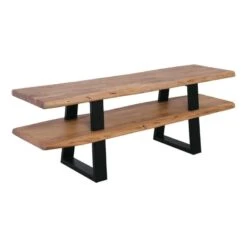 LIZARD Έπιπλο TV 140x40x50εκ Μέταλλο Βαφή Μαύρο, Ξύλο Ακακία Φυσικό