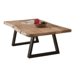 LIZARD Τραπεζάκι Σαλονιού Καθιστικού, 115x65x40εκ Μέταλλο Βαφή Μαύρο, Ξύλο Ακακία Φυσικό