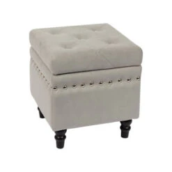 LOKO Σκαμπό Αποθηκευτικό Βοηθητικό, Ύφασμα Velure 37x37x40εκ Απόχρωση Γκρι