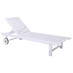 LUGANO Ξαπλώστρα Ξύλο Acacia, 65x196x32εκ Απόχρωση Άσπρο