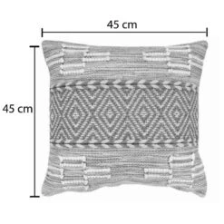 Μαξιλάρι Mitto Inart γιούτα-βαμβάκι σε μπεζ-λευκό απόχρωση45x45x2εκ