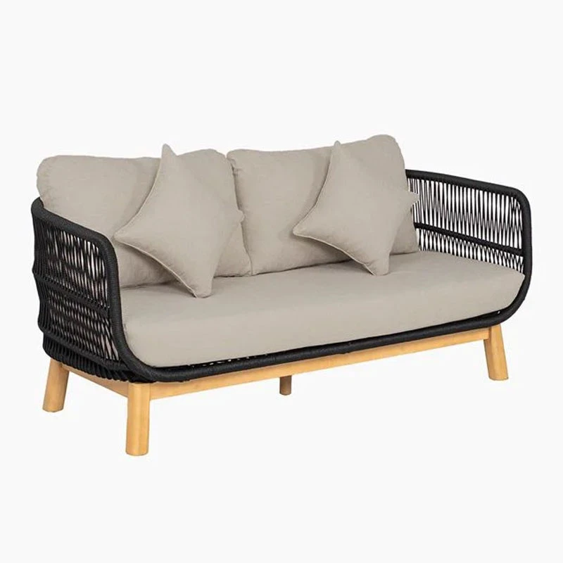 MARK Set Σαλόνι Κήπου 4 τεμαχίων Acacia Φυσικό, Rope Wicker 2 Πολυθρόνες+Καναπές+Τραπεζάκι Μαύρο, Μαξιλάρια Μπεζ 2 MARK Set Σαλόνι Κήπου 4 τεμαχίων Acacia Φυσικό, Rope Wicker 2 Πολυθρόνες+Καναπές+Τραπεζάκι Μαύρο, Μαξιλάρια Μπεζ - Image 2