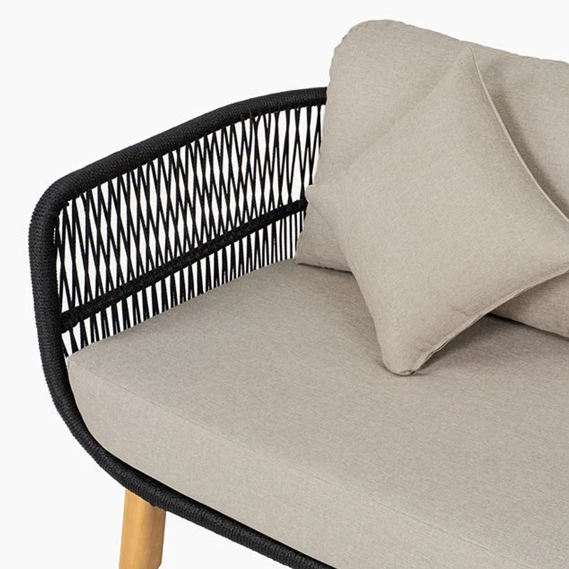 MARK Set Σαλόνι Κήπου 4 τεμαχίων Acacia Φυσικό, Rope Wicker 2 Πολυθρόνες+Καναπές+Τραπεζάκι Μαύρο, Μαξιλάρια Μπεζ 3 MARK Set Σαλόνι Κήπου 4 τεμαχίων Acacia Φυσικό, Rope Wicker 2 Πολυθρόνες+Καναπές+Τραπεζάκι Μαύρο, Μαξιλάρια Μπεζ - Image 3