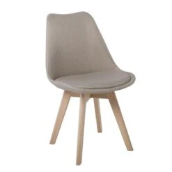 MARTIN Καρέκλα 49x57x82εκ Οξιά Φυσικό, Ύφασμα Μπεζ, Μονταρισμένη Ταπετσαρία
