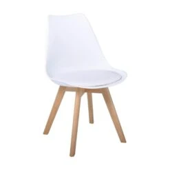 MARTIN STRIPE Καρέκλα Ξύλινο Πόδι, 49x56x82εκ PP Άσπρο