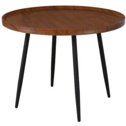 MATRIX Τραπεζάκι Σαλονιού Καθιστικού, Φ70xH.52εκ Μέταλλο Βαφή Μαύρο, Ξύλο Καρυδί