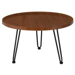 MATRIX Τραπεζάκι Σαλονιού Καθιστικού, Φ76xH.45εκ Μέταλλο Βαφή Μαύρο, Ξύλο Καρυδί