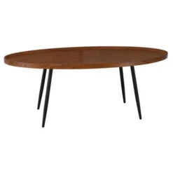 MATRIX Τραπεζάκι Σαλονιού Καθιστικού, 120x60x46εκ Μέταλλο Βαφή Μαύρο, Ξύλο Καρυδί