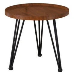MATRIX Τραπεζάκι Σαλονιού Καθιστικού, Φ50xH.46εκ Μέταλλο Βαφή Μαύρο, Ξύλο Καρυδί