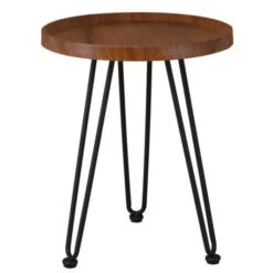 MATRIX Τραπεζάκι Σαλονιού Καθιστικού, Φ45xH.55εκ Μέταλλο Βαφή Μαύρο, Ξύλο Καρυδί