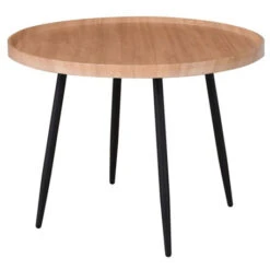 MATRIX Τραπεζάκι Σαλονιού Καθιστικού, Φ70xH.52εκ Μέταλλο Βαφή Μαύρο, Ξύλο Φυσικό