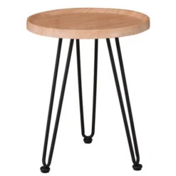 MATRIX Τραπεζάκι Σαλονιού Καθιστικού, Φ45xH.55εκ Μέταλλο Βαφή Μαύρο, Ξύλο Φυσικό