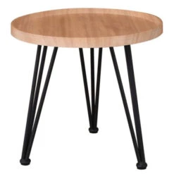 MATRIX Τραπεζάκι Σαλονιού Καθιστικού, Φ50xH.46εκ Μέταλλο Βαφή Μαύρο, Ξύλο Φυσικό