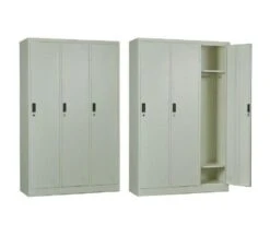 LOCKER 3 Θέσεων Ερμάριο - Ανά θέση: 3 Ράφια, Θέσεις για Κρεμάστρες, 115x45x185εκ Μέταλλο Βαφή Άσπρο